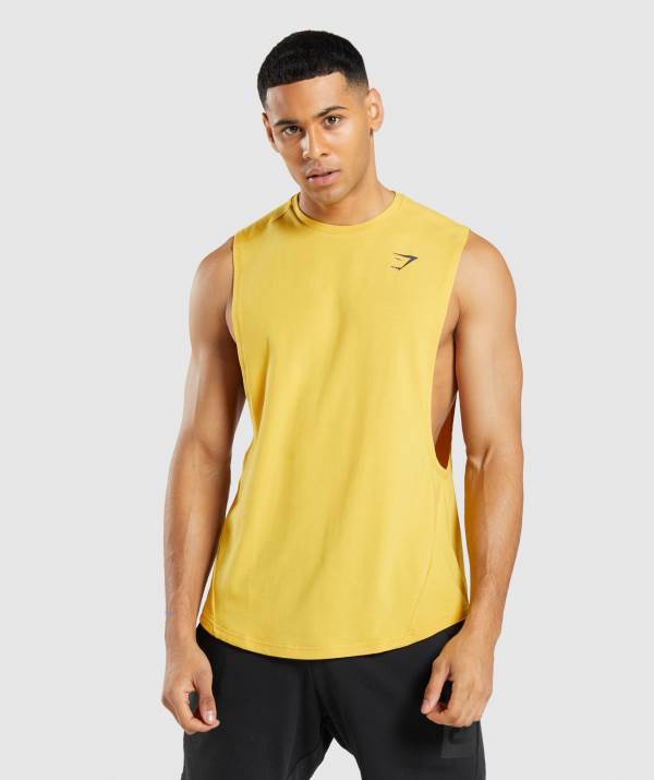Panske Tielko Gymshark Bold Drop Arm Žlté | CE2734601